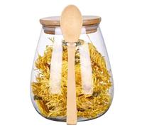 Glass Canisters With Lids - Glass Jar With Lid And Spoon, Wooden Lid Clear Condiment Containers, Safety Clasp, Kitchenware, Sugar Container, Salt Container For Pantry Shelves Kitchen Counters