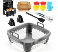 Glass Casserole Dish for Airfryer - Heat Resistant, Scratch Resistant & Dishwasher Safe, Universal Hot Air Fryer Accessories for COSORI 6L, Philips Airfryer XXL, Ninja MAX PRO AF180EU