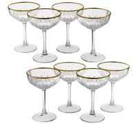 Glass Champagne Glasses Elegant Stemmed Tall Coupe Cocktail Glassware Set 255ml