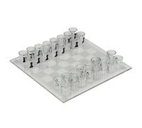 Glass Chess Board,10x10 Inch Glass Chess Game, Chess Board With Shot Glass Chess Pieces, Clear Glass And Frosted Glass, Chess Drinking Game