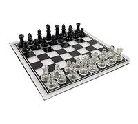 Glass Chess Set with 25Cm Board and International Chess Pieces for Classic Chess Game