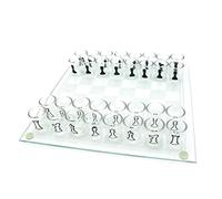 Glass Chess Set with 32PCS Acrylic Cups Chess and Wine Cup Game Shot Drinking Glass Chess Set for Adult White
