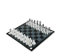 Glass Chess Set with Transparent & Frosted Chess chess | Pieces Tempered Glass Chessboard, Luxury Tabletop Strategy Board Game Gift