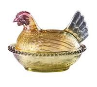 Glass Chicken Candy Bowl - Farm Animal Jar Jar with Lid | Chicken Shaped Storage Container for Sweets, Snacks, Chocolates, Biscuits, Cereal; Reusable Decorative Glass for Farmer's Kitchens