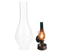 Glass Chimney for Oil Lamp - 2 Inch Base by 9.7 Inch Tall Clear Globe - Heat-Resistant Replacement Part for Kerosene Style Lamps