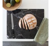 Glass Chopping Board 40x30cm - Black Marble Effect Tempered Glass Worktop Protector - Large Heat Resistant Kitchen Cutting Board, Non-Slip Padded Feet, Hygienic Pastry Board & Server