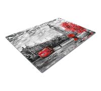 Glass Chopping Board 50 x 40 | Kitchen Worktop Protector | Multifunctional Cutting Board | Work Top Savers | Kitchen Accessories | Extra Large | Red Vintage London Bus