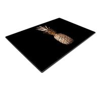 Glass Chopping Board 50 x 40 | Kitchen Worktop Protector | Multifunctional Cutting Board | Work Top Savers | Kitchen Accessories | Extra Large | Pineapple Black Design
