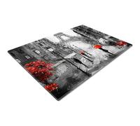 Glass Chopping Board 50 x 40 | Kitchen Worktop Protector | Multifunctional Cutting Board | Work Top Savers | Kitchen Accessories | Extra Large | Red Black White Paris