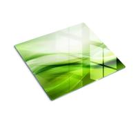 Glass Chopping Board 60x52 cm Stain and Heat Resistance Bacteria-Resistant Rectangular Glass Non-Slip Feet Polished Edges Printed Food Contact Easy to Clean Smooth Surface - Green Waves