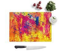Glass Chopping Board - Abstract Art Painting Vol.323 by S.Johnson - Textured Worktop Saver Cutting Board - Heat Resistant, Shatterproof and Hygenic - 39 x 28.5 cm