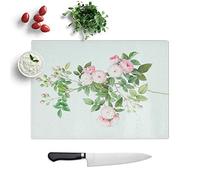 Glass Chopping Board - Baby Pink Roses by Pierre-Joseph Redoute - Textured Worktop Saver Cutting Board - Heat Resistant, Shatterproof and Hygenic - 39 x 28.5 cm