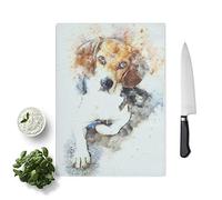 Glass Chopping Board - Beagle Dog in Abstract - Textured Worktop Saver Cutting Board - Heat Resistant, Shatterproof and Hygenic - 39 x 28.5 cm