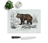 Glass Chopping Board - Brown Bear by Charles d' Orbigny - Textured Worktop Saver Cutting Board - Heat Resistant, Shatterproof and Hygenic - 39 x 28.5 cm