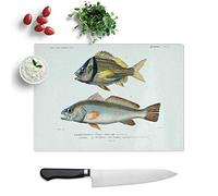 Glass Chopping Board - Fish Illustrations PL.5 by Charles d' Orbigny - Textured Worktop Saver Cutting Board - Heat Resistant, Shatterproof and Hygenic - 39 x 28.5 cm