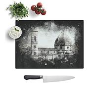 Glass Chopping Board - Florence Cathedral in Italy Paint Splash - Textured Worktop Saver Cutting Board - Heat Resistant, Shatterproof and Hygenic - 28.5 x 20 cm