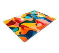 Glass Chopping Board | Glass Worktop Savers for Kitchen | Glass Cutting Board | Multicolour Dogs Abstract Modern Pop Art Bold Geometric Shapes