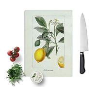 Glass Chopping Board - Illustration of a Lemon Tree - Textured Worktop Saver Cutting Board - Heat Resistant, Shatterproof and Hygenic - 39 x 28.5 cm