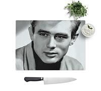 Glass Chopping Board, James Dean, 28.5x20 cm | Textured Glass Worktop Saver with Non-slip Feet, Hygienic Cutting and Serving Board for Protecting Kitchen Surfaces