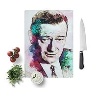 Glass Chopping Board, John Wayne, 28.5x20 cm | Textured Glass Worktop Saver with Non-slip Feet, Hygienic Cutting and Serving Board for Protecting Kitchen Surfaces