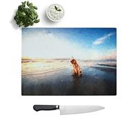 Glass Chopping Board - King Charles Spaniel Upon The Beach in Abstract - Textured Worktop Saver Cutting Board - Heat Resistant, Shatterproof and Hygenic - 28.5 x 20 cm