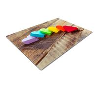 Glass Chopping Board | Kitchen Worktop Protector | Multifunctional Cutting Board | Work Top Savers | Extra Large Chopping Board | Green Blue Red Hearts
