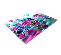 Glass Chopping Board | Kitchen Worktop Protector | Multifunctional Cutting Board | Work Top Savers | Extra Large Chopping Board | Pink Blue 3D Marbles Bright