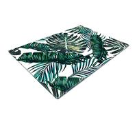 Glass Chopping Board | Kitchen Worktop Protector | Multifunctional Cutting Board | Work Top Savers | Extra Large Chopping Board | Retro Green White Leaf