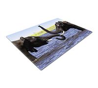 Glass Chopping Board | Kitchen Worktop Protector | Multifunctional Cutting Board | Work Top Savers | Kitchen Accessories | Extra Large | Blue Elephant Water Black