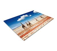 Glass Chopping Board | Kitchen Worktop Protector | Multifunctional Cutting Board | Work Top Savers | Kitchen Accessories | Extra Large | Africa Herd Giraffe Blue