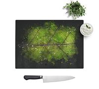 Glass Chopping Board - Leaf Lines Paint Splash - Textured Worktop Saver Cutting Board - Heat Resistant, Shatterproof and Hygenic - 28.5 x 20 cm