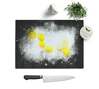 Glass Chopping Board - Lemon Fruit Paint Splash - Textured Worktop Saver Cutting Board - Heat Resistant, Shatterproof and Hygenic - 39 x 28.5 cm