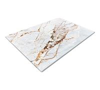 Glass Chopping Board | Non Slip Worktop Saver for Kitchen | Small Marble Effect White Gold Chopping Board