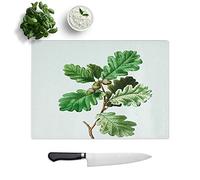 Glass Chopping Board - Oak Tree by Pierre-Joseph Redoute - Textured Worktop Saver Cutting Board - Heat Resistant, Shatterproof and Hygenic - 39 x 28.5 cm
