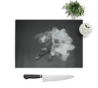 Glass Chopping Board - Pretty White Orchid - Textured Worktop Saver Cutting Board - Heat Resistant, Shatterproof and Hygenic - 39 x 28.5 cm