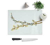 Glass Chopping Board, Pussy Willow by Mary Vaux Walcott, 28.5x20 cm