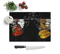 Glass Chopping Board, Red and Yellow Peppers, 39x28.5 cm