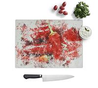 Glass Chopping Board, Red Chilli Peppers, 39x28.5 cm