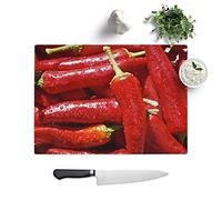 Glass Chopping Board, Red Chilli Peppers, 39x28.5 cm
