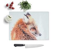 Glass Chopping Board, Red Fox in Winter, 39x28.5 cm