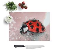 Glass Chopping Board, Red Ladybird Insect on a Pink Petal, 39x28.5 cm