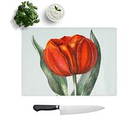 Glass Chopping Board, Red Tulip, 39x28.5 cm