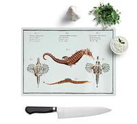 Glass Chopping Board - Seahorse & Sea Dragon by M.E. Bloch - Textured Worktop Saver Cutting Board - Heat Resistant, Shatterproof and Hygenic - 39 x 28.5 cm
