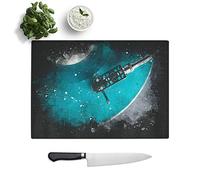 Glass Chopping Board - The Record Player Needle Paint Splash - Textured Worktop Saver Cutting Board - Heat Resistant, Shatterproof and Hygenic - 39 x 28.5 cm