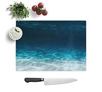 Glass Chopping Board - Under The Ocean in Abstract - Textured Worktop Saver Cutting Board - Heat Resistant, Shatterproof and Hygenic - 39 x 28.5 cm