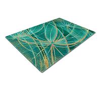 Glass Chopping Board | Worktop Saver and Protector | Heat Resistant | Over The Sink | Large | Green Gold Pattern