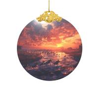 Glass Christmas Ornament Round Hanging Decoration with Metal Clip and String for Tree or Home Decor (animal migration)