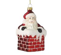 Glass Christmas Ornament, Santa in Chimney Design, 6.5 x 6.5 x 11.6 cm