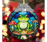 Glass Christmas Ornaments Frog Mushroom 2Pcs