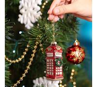 Glass Christmas Ornaments - Telephone Booth Blown Glass Decorations for Tree (1pcs)